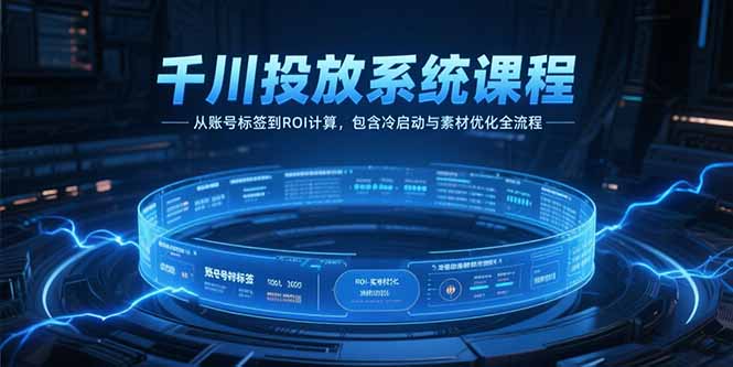 千川投放系统课程，从账号标签到ROI计算，包含冷启动与素材优化全流程-优创项目网
