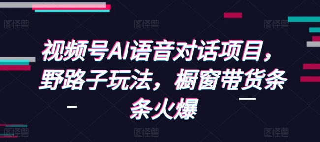 视频号AI语音对话项目，野路子玩法，橱窗带货条条火爆-优创项目网