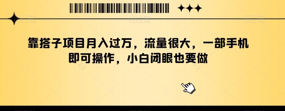 靠搭子项目月入过万，流量很大，一部手机即可操作，小白闭眼也要做-优创项目网