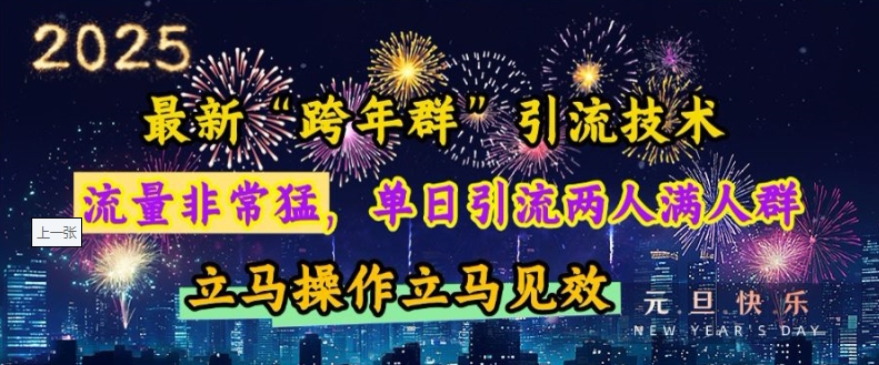 最新“跨年群”引流，流量非常猛，单日引流两人满人群，立马操作立马见效【揭秘】-优创项目网