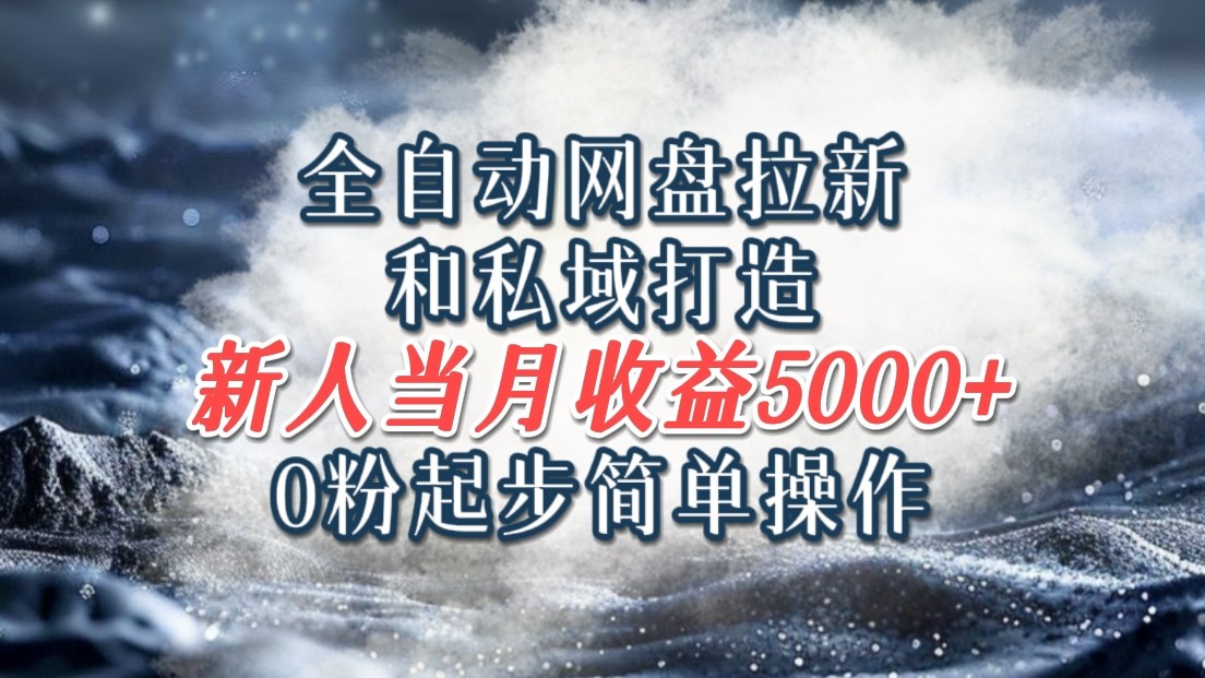 全自动网盘拉新和私域打造，0粉起步简单操作，新人入门当月收益5000以上-优创项目网