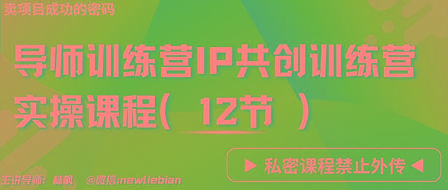 导师训练营3.0IP共创训练营私密实操课程(12节)-卖项目的密码成功秘诀-优创项目网
