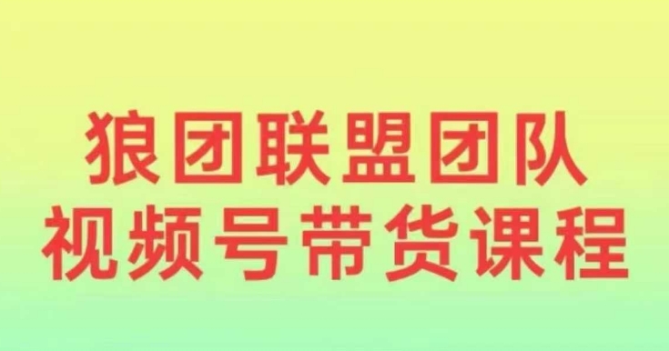 狼团联盟2024视频号带货，0基础小白快速入局视频号-优创项目网