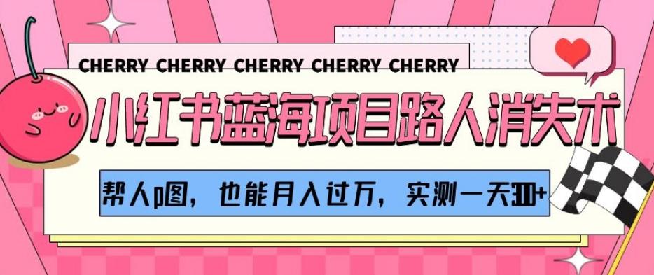 小红书蓝海项目路人消失术，帮人p图，也能月入过万，实测一天300+【揭秘】-优创项目网