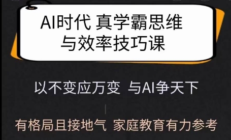 Ai时代真学霸思维与学习方法课，有格局且接地气，家庭教育有力参考-优创项目网