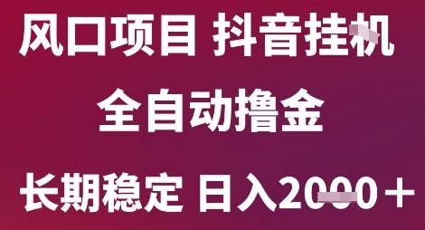 风口项目，六月最新玩法抖音无人挂G，全自动撸金，长期稳定 日入2k+【揭秘】-优创项目网