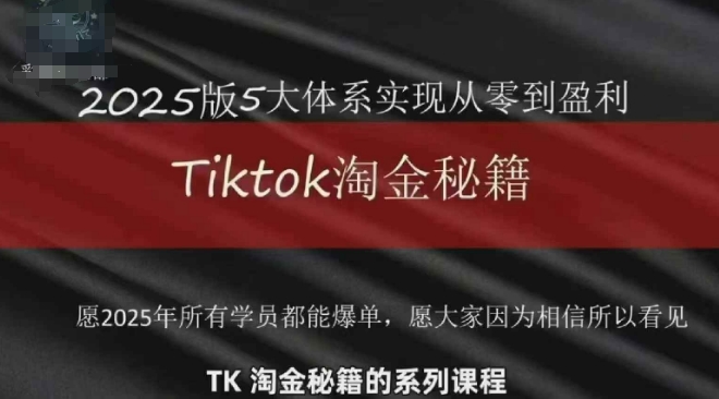 TikTok跨境2025淘金秘籍，​2025TikTok从0到盈利变现-优创项目网