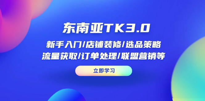 东南亚TK3.0：新手入门/店铺装修/选品策略/流量获取/订单处理/联盟营销等-优创项目网