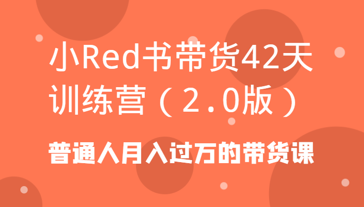 小Red书带货42天训练营(2.0版)普通人月入过万的带货课-优创项目网
