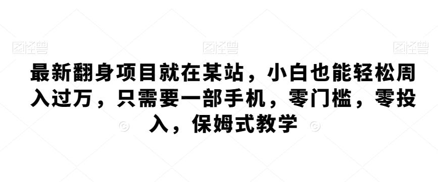 最新翻身项目就在某站，小白也能轻松周入过万，只需要一部手机，零门槛，零投入，保姆式教学-优创项目网
