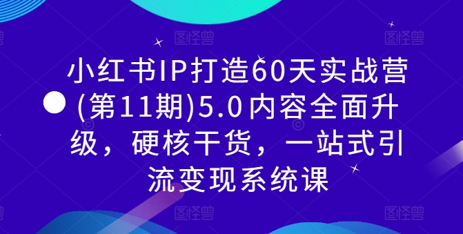 小红书IP打造60天实战营(第11期)5.0​内容全面升级，硬核干货，一站式引流变现系统课-优创项目网