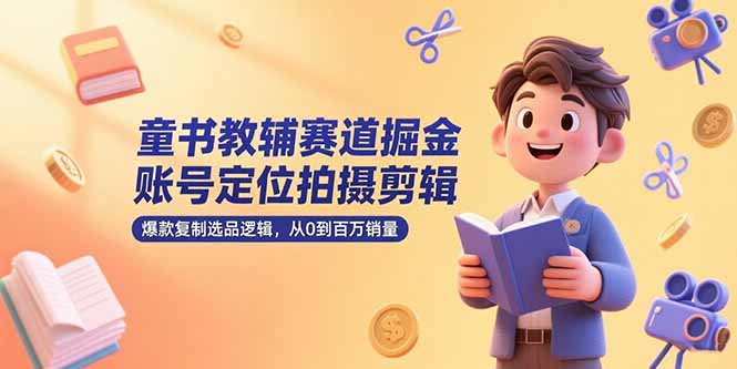 童书教辅赛道掘金，账号定位拍摄剪辑，爆款复制选品逻辑，从0到百万销量-优创项目网