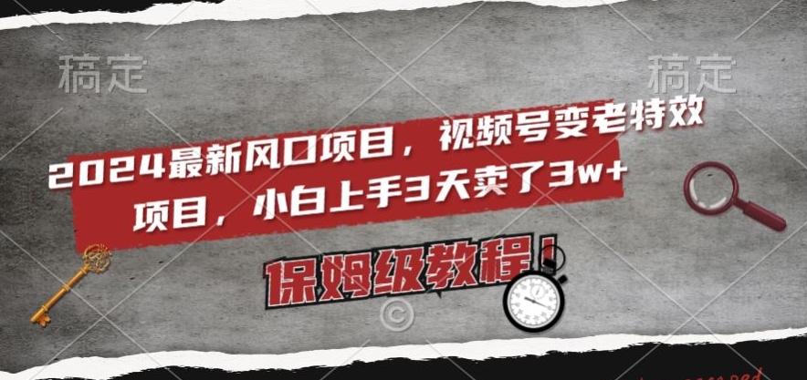 2024最新风口项目，视频号变老特效项目，电脑小白上手3天卖了3w+，保姆级教程【揭秘】-优创项目网