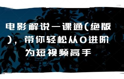 电影解说一课通(绝版)，带你轻松从0进阶为短视频高手-优创项目网
