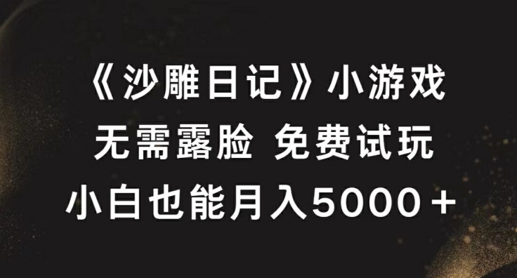 《沙雕日记》小游戏，无需露脸免费试玩，小白也能月入5000+【揭秘】-优创项目网