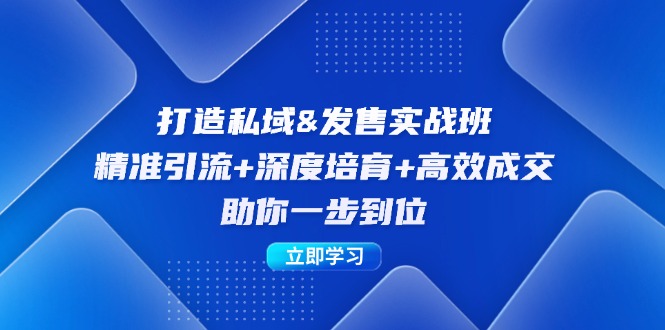 打造私域&发售实操班：精准引流+深度培育+高效成交，助你一步到位-优创项目网