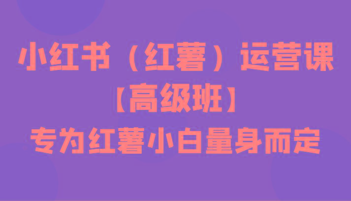 小红书(红薯)运营课【高级班】，专为红薯小白量身而定(42节课)-优创项目网