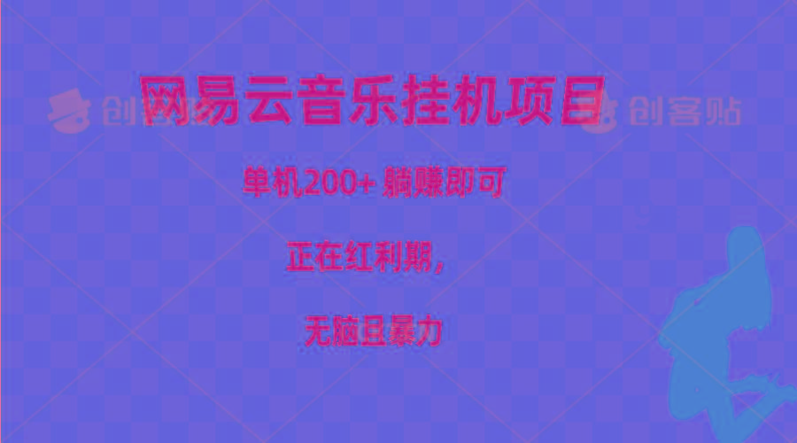 网易云音乐挂机项目，单机200+，躺赚即可，正在红利期，无脑且暴力-优创项目网