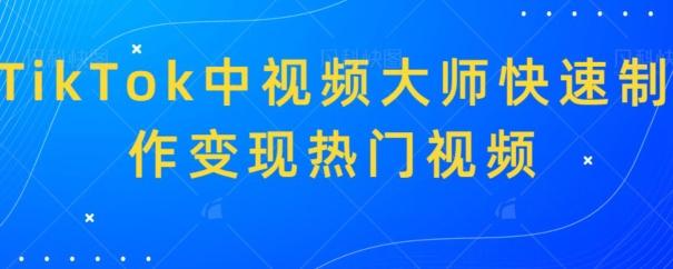 TikTok中视频大师快速制作变现热门视频-优创项目网