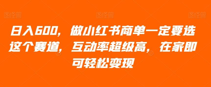 日入600，做小红书商单一定要选这个赛道，互动率超级高，在家即可轻松变现-优创项目网