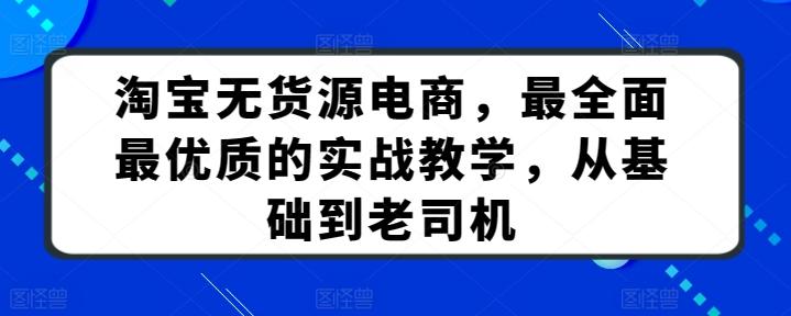 淘宝无货源电商，最全面最优质的实战教学，从基础到老司机-优创项目网