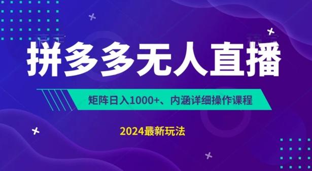 拼多多无人直播不封号，0投入，3天必起，无脑挂机，日入1k+【揭秘】-优创项目网