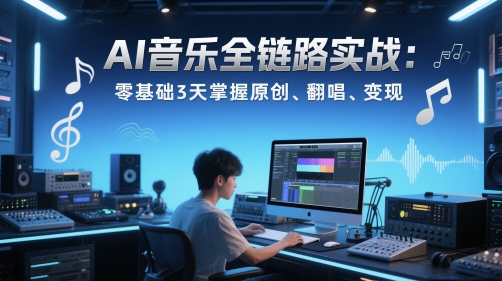 AI音乐全链路实战变现课：零基础3天掌握原创、翻唱、变现-优创项目网