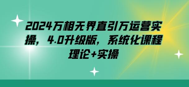 2024万相无界直引万运营实操，4.0升级版，系统化课程 理论+实操-优创项目网