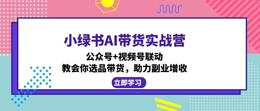 小绿书AI带货实战营：公众号+视频号联动，教会你选品带货，助力副业增收-优创项目网