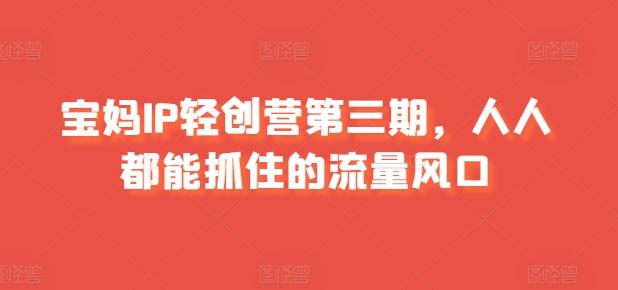 宝妈IP轻创营第三期，人人都能抓住的流量风口-优创项目网