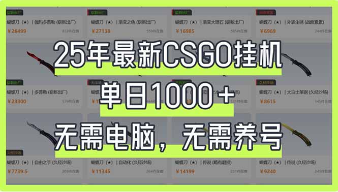25年最新CSGO挂机系统，单日1000+，无需电脑，无需养号，0基础可上手-优创项目网