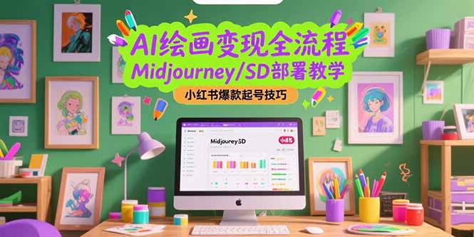 AI绘画变现全流程，Midjourney/SD部署教学，小红书爆款起号技巧-优创项目网