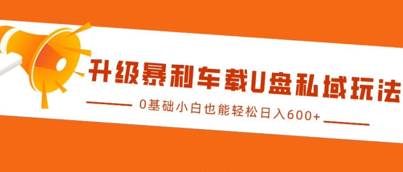 升级暴利车载U盘私域玩法，0基础小白也能轻松日入多张【揭秘】-优创项目网