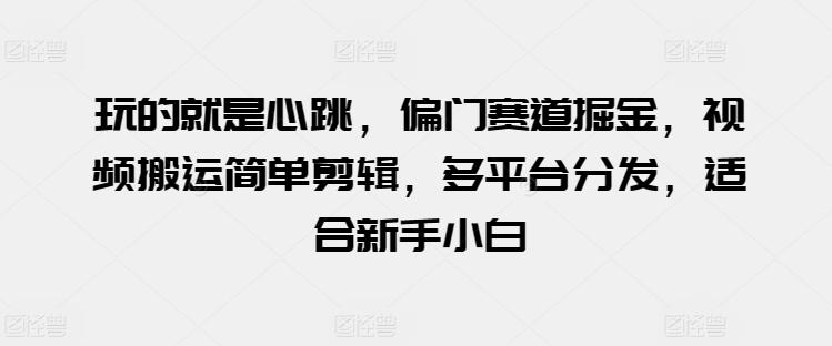 玩的就是心跳，偏门赛道掘金，视频搬运简单剪辑，多平台分发，适合新手小白【揭秘】-优创项目网