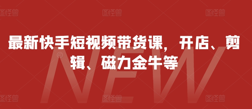 最新快手短视频带货课，开店、剪辑、磁力金牛等-优创项目网