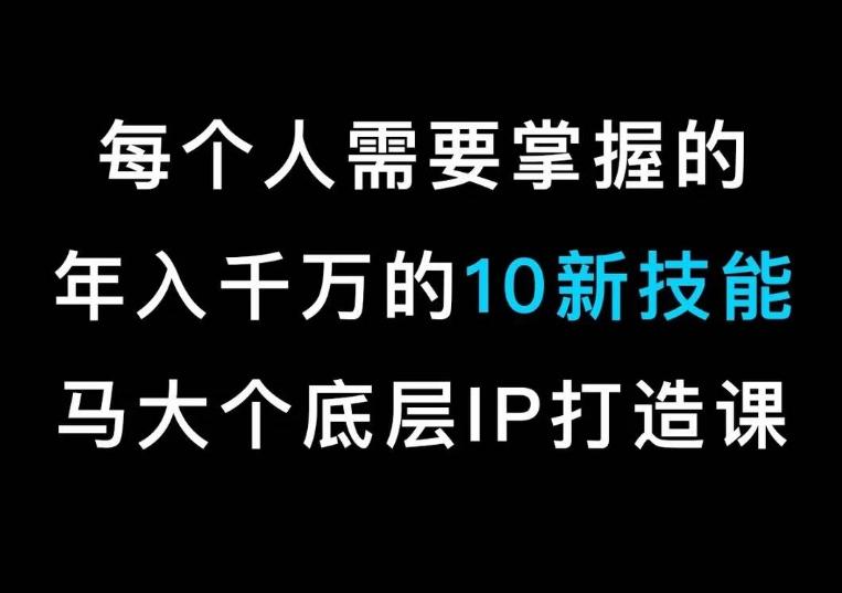 马大个的IP底层逻辑课，​每个人需要掌握的年入千万的10新技能，约会底层IP打造方法！-优创项目网