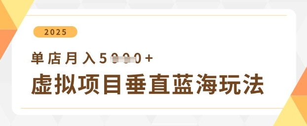 虚拟项目垂直玩法，实现单店月入5k+-优创项目网