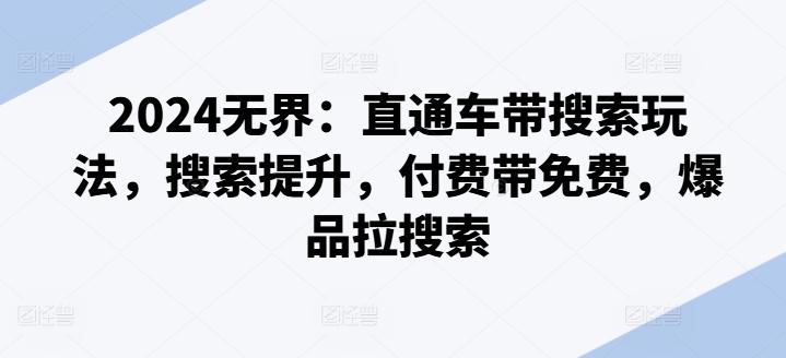 2024无界：直通车带搜索玩法，搜索提升，付费带免费，爆品拉搜索-优创项目网