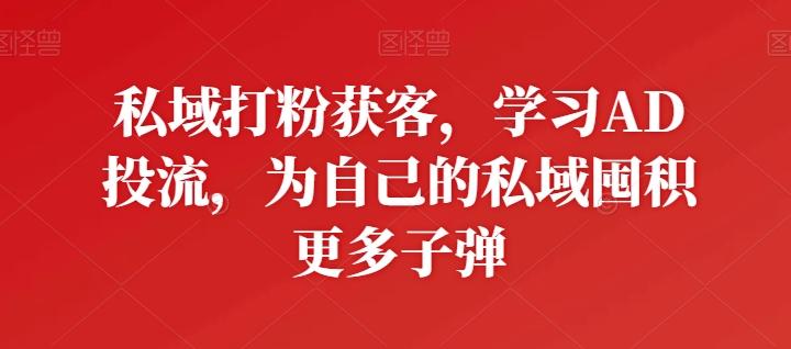 私域打粉获客，学习AD投流，为自己的私域囤积更多子弹-优创项目网