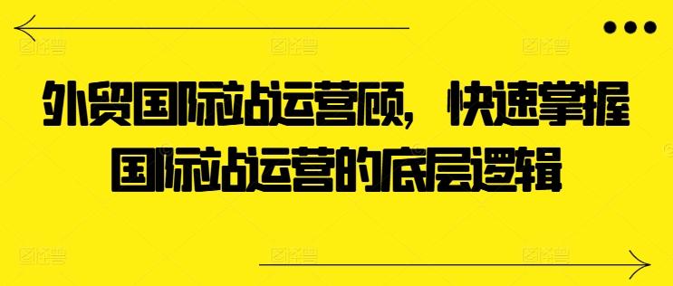 外贸国际站运营顾问，快速掌握国际站运营的底层逻辑-优创项目网