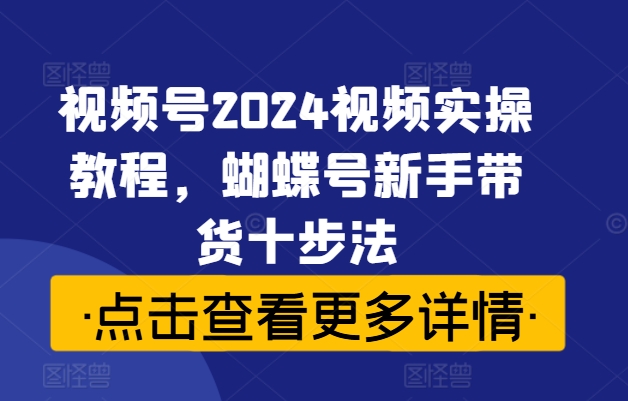 视频号2024视频实操教程，蝴蝶号新手带货十步法-优创项目网