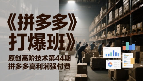 《拼多多打爆班》原创高阶技术第44期，拼多多高利润强付费-优创项目网