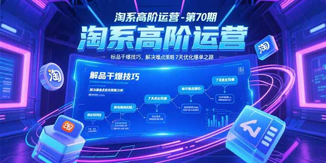 淘系高阶运营-第70期，标品干爆技巧，解决难点策略，大佬操盘方法-优创项目网