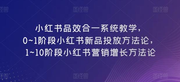 小红书品效合一系统教学，​0~1阶段小红书新品投放方法论，​1~10阶段小红书营销增长方法论-优创项目网