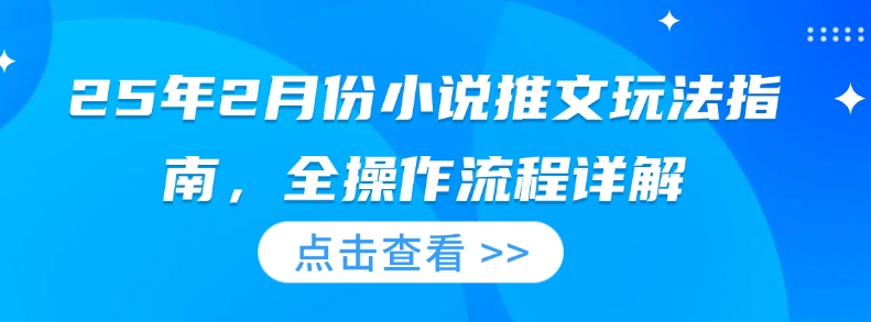 25年2月份小说推文玩法指南，全操作流程详解-优创项目网