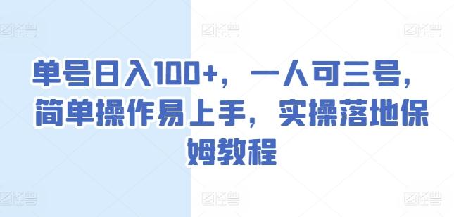 单号日入100+，一人可三号，简单操作易上手，实操落地保姆教程【揭秘】-优创项目网