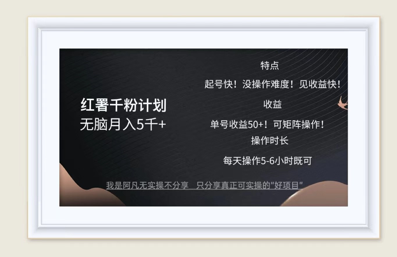 红薯千粉计划无脑月入5千+！既做既赚！-优创项目网