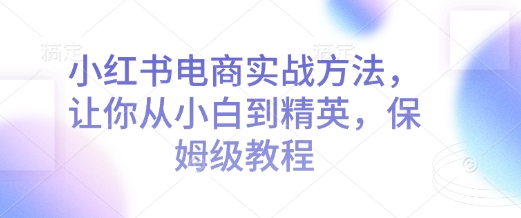 小红书电商实战方法，让你从小白到精英，保姆级教程-优创项目网