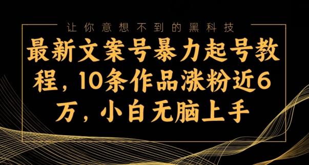 最新文案号暴力起号教程，10条作品涨粉近6万，小白无脑上手-优创项目网