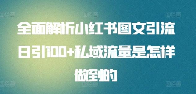 全面解析小红书图文引流日引100+私域流量是怎样做到的【揭秘】-优创项目网